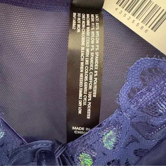 Torrid Aphrodite Lace No Wire Babydoll Blue Slip Adjustable Spaghetti Straps NWT - Picture 8 of 10